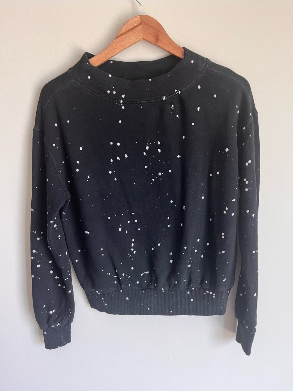 Pilcro and the Letterpress Elayna Black Motif Speckled Sweatshirt XS 100% Cotton